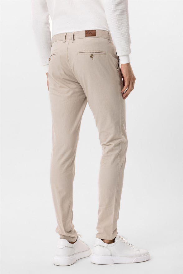 Bej Slim Armürlü Pantolon