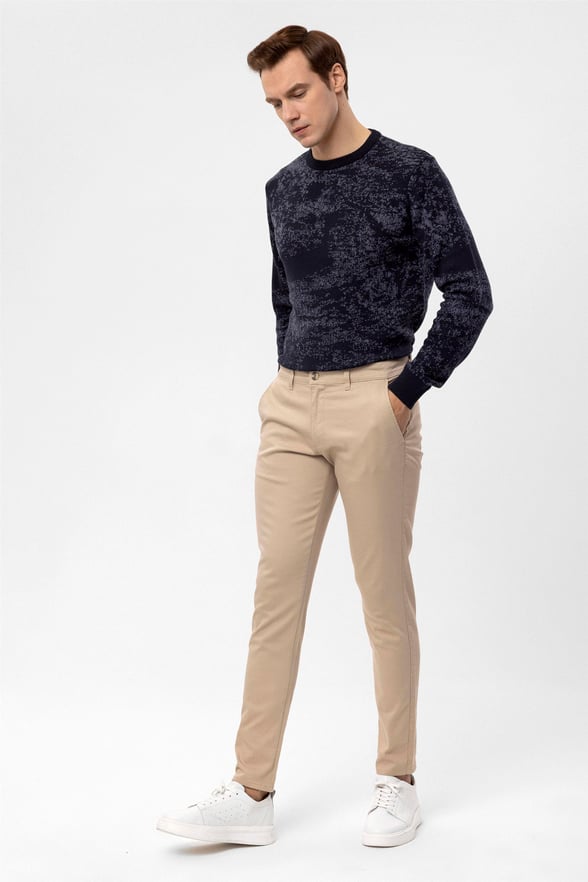 Bej Slim Armürlü   Pantolon