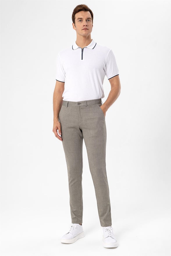Bej Slim Armürlü   Pantolon