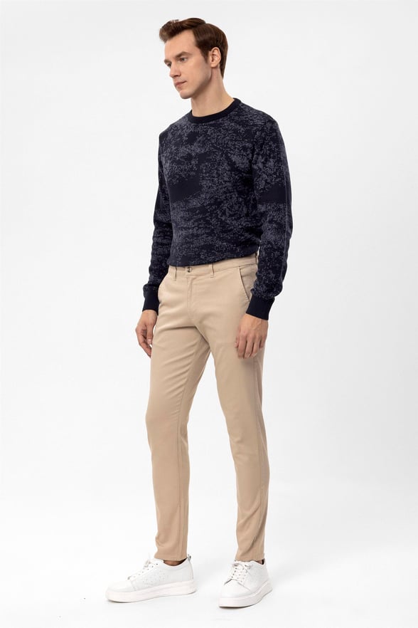 Bej Slim Armürlü   Pantolon
