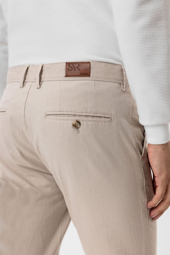 Bej Slim Armürlü Pantolon