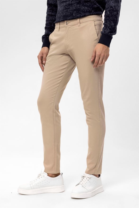 Bej Slim Armürlü   Pantolon