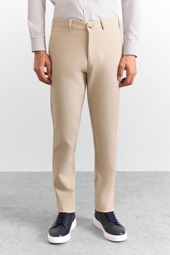 Bej Slim Casual Pantolon