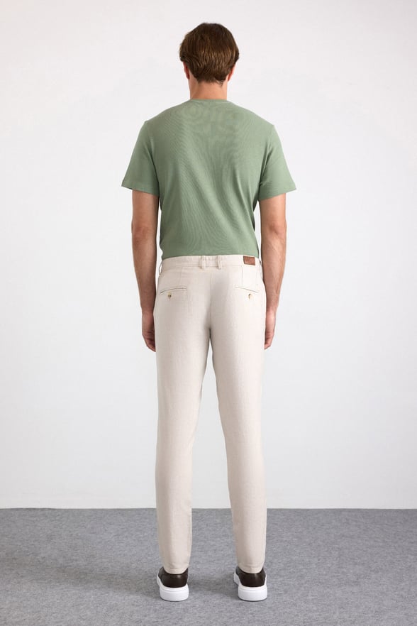 Bej Slim Casual Pantolon