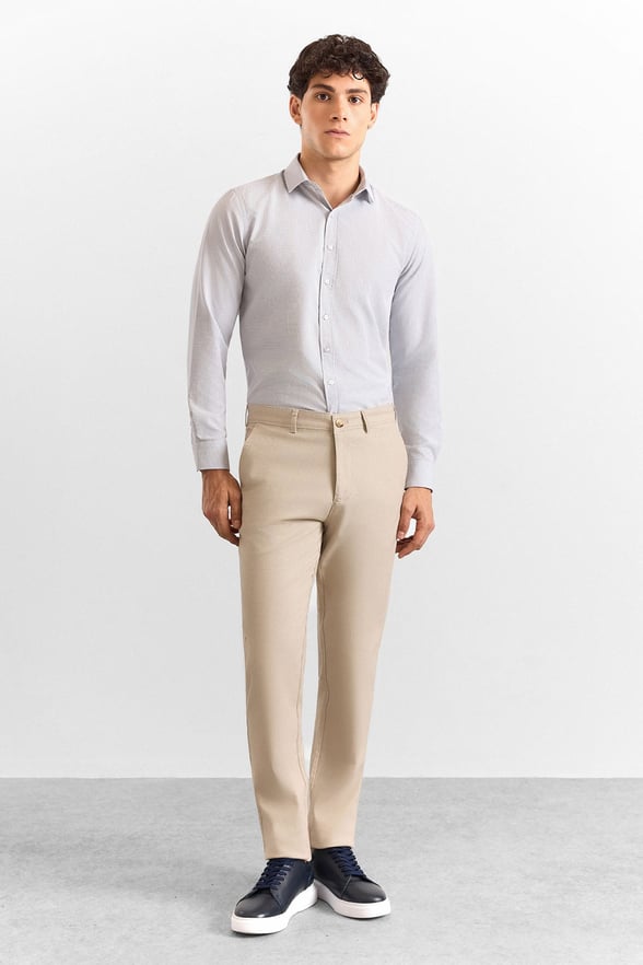 Bej Slim Casual Pantolon