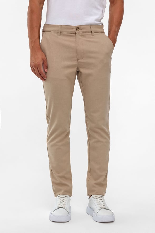Bej Slim Desenli Pantolon