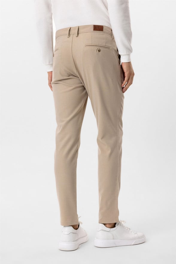 Bej Slim Desenli Pantolon