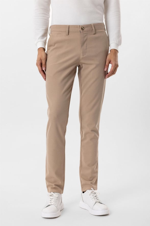 Bej Slim Desenli Pantolon