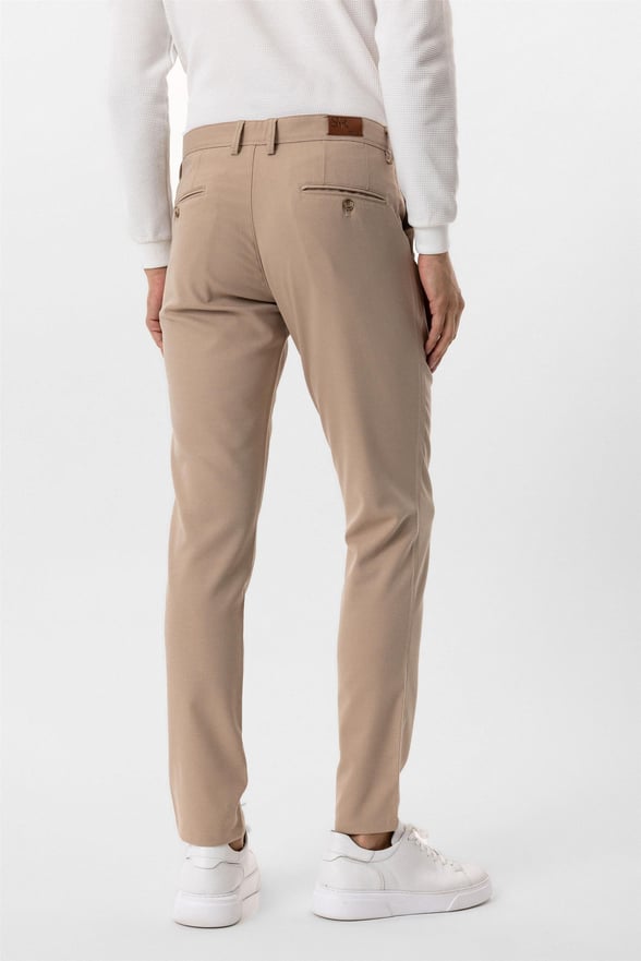Bej Slim Desenli Pantolon