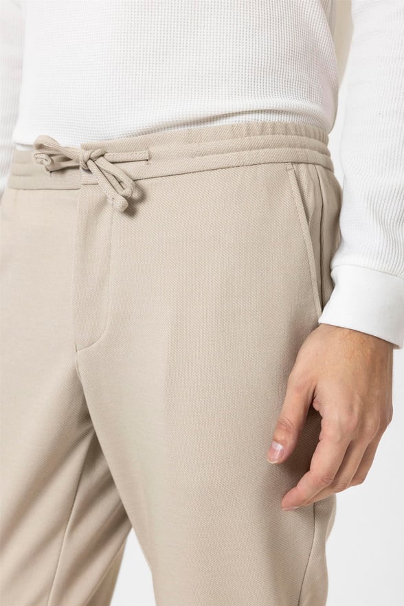 Bej Slim Düz Jogger Pantolon