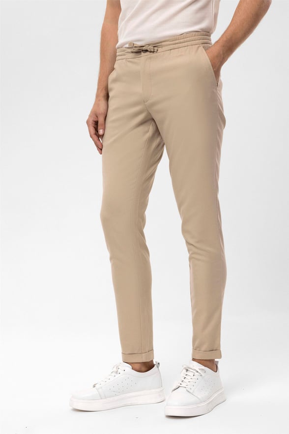 Bej Slim Düz   Jogger Pantolon