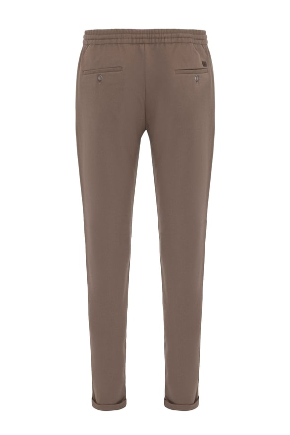 Bej Slim Düz Jogger Pantolon