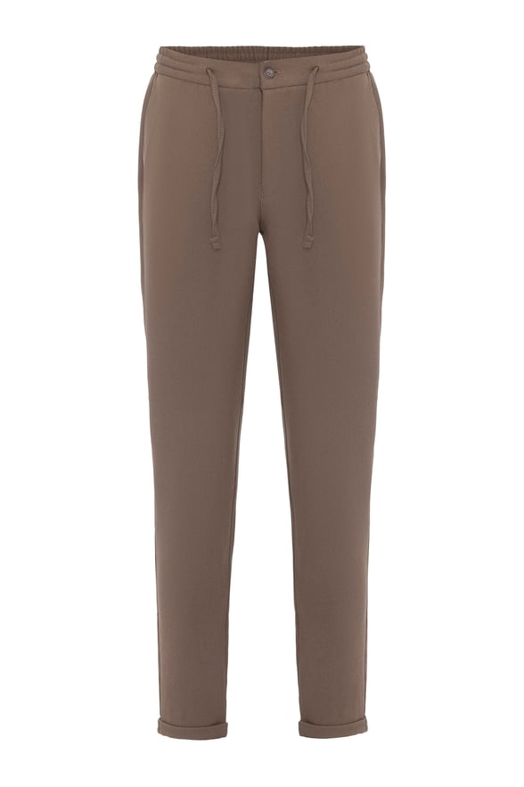 Bej Slim Düz Jogger Pantolon