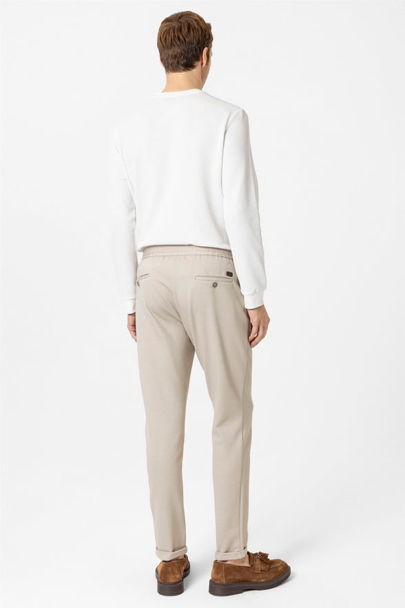 Bej Slim Düz Jogger Pantolon