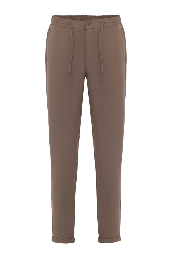 Bej Slim Düz Jogger Pantolon