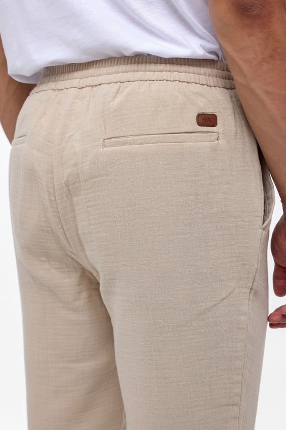 Bej Slim Düz Jogger Pantolon