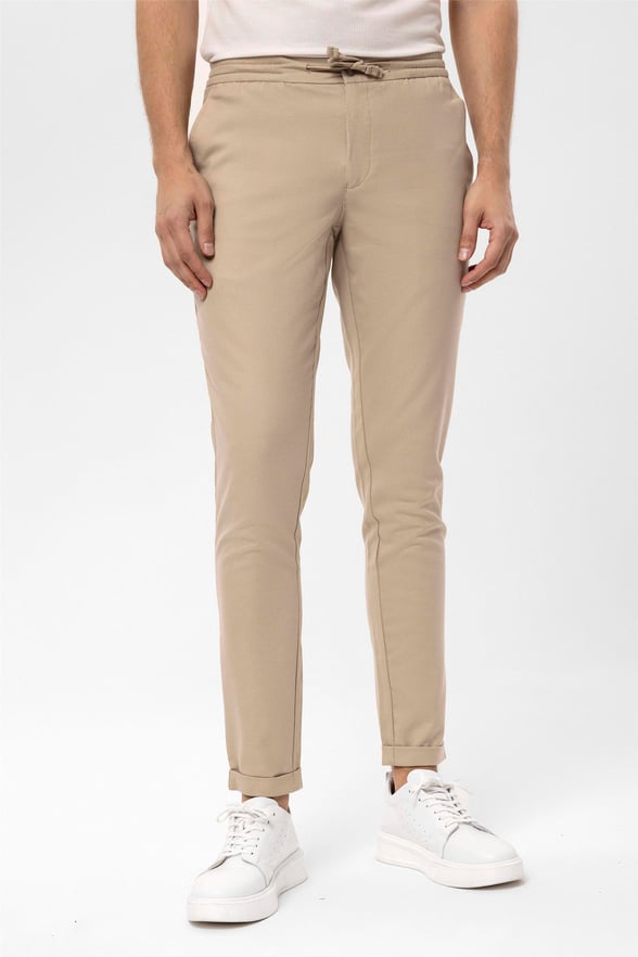 Bej Slim Düz   Jogger Pantolon