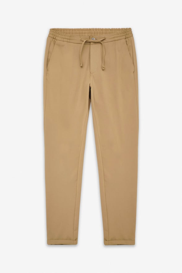 Bej Slim Fit Düz Jogger Pantolon
