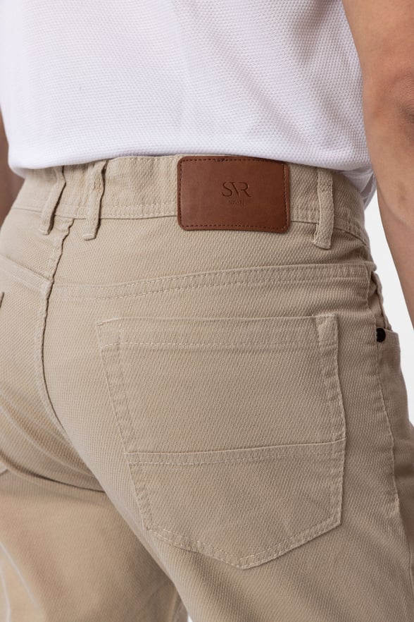 Bej Slim Fit Düz Kanvas Pantolon