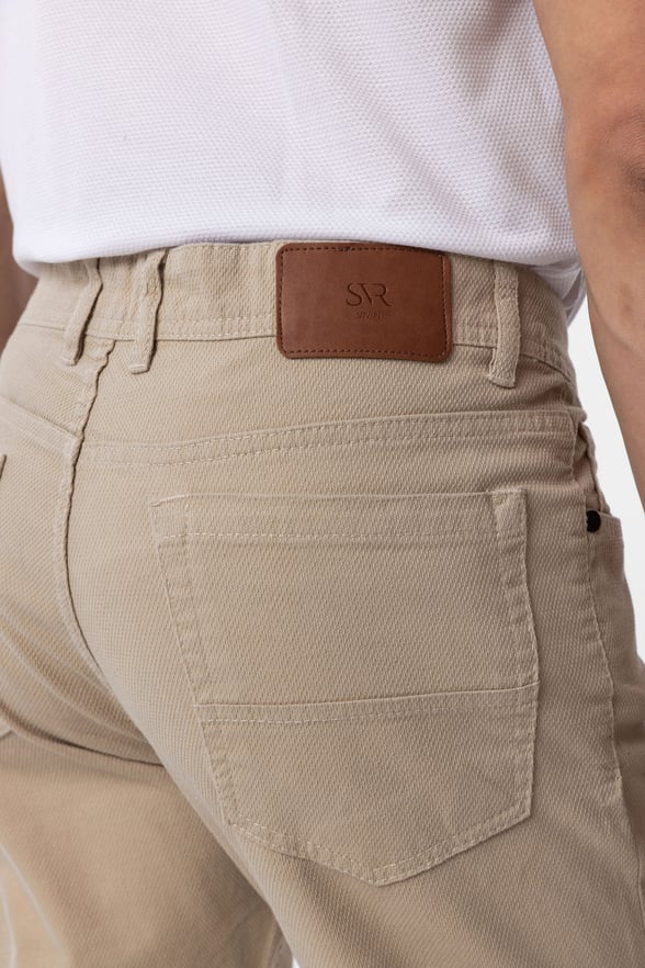 Bej Slim Fit Düz Kanvas Pantolon