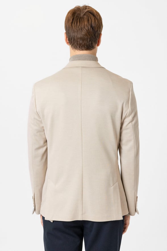 Bej Slim Fit Düz Sivri Yaka 6 Drop Ceket