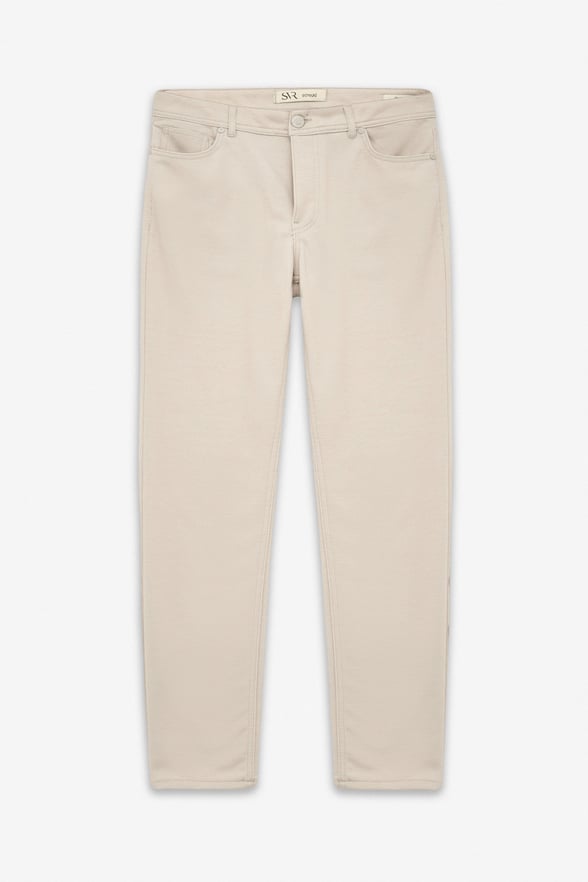Bej Slim Karışık Desen Armürlü Normal Bel Casual Pantolon