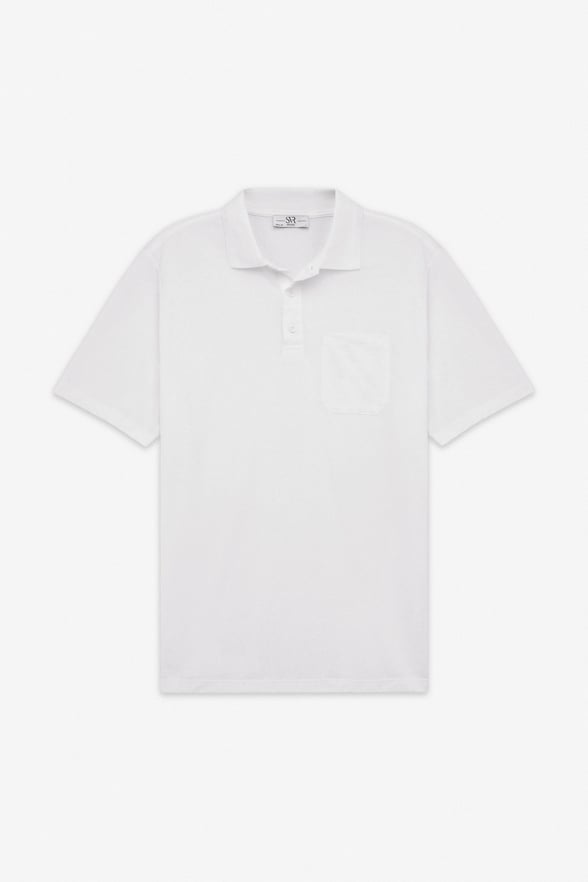 Beyaz Regular Armürlü Polo Yaka Tişört