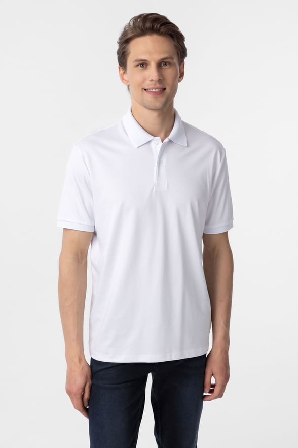Beyaz Regular Baskılı Polo Yaka Tişört