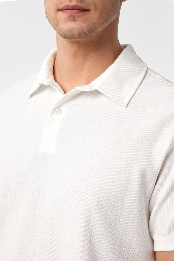 Beyaz Regular Düz Polo Yaka Tişört
