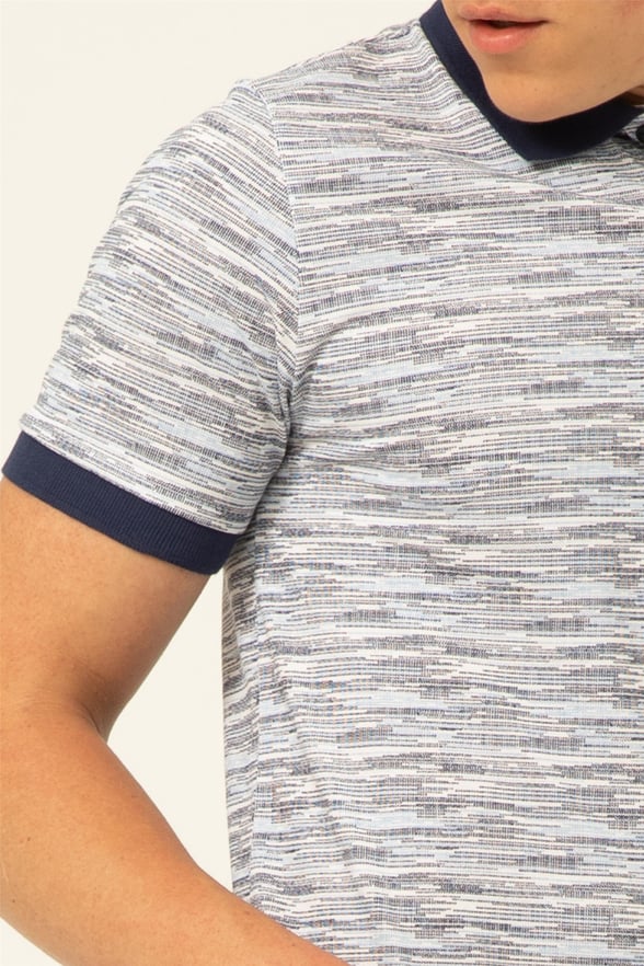 Beyaz Slim Baskılı Polo Yaka  Tişört