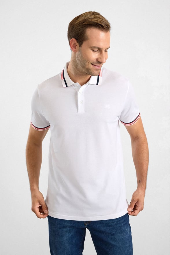 Beyaz Slim Düz Baskısız Pike Polo Yaka Standart Tişört