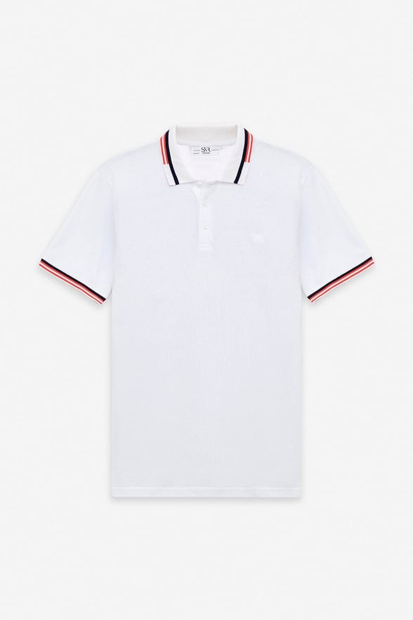 Beyaz Slim Düz Baskısız Pike Polo Yaka Standart Tişört