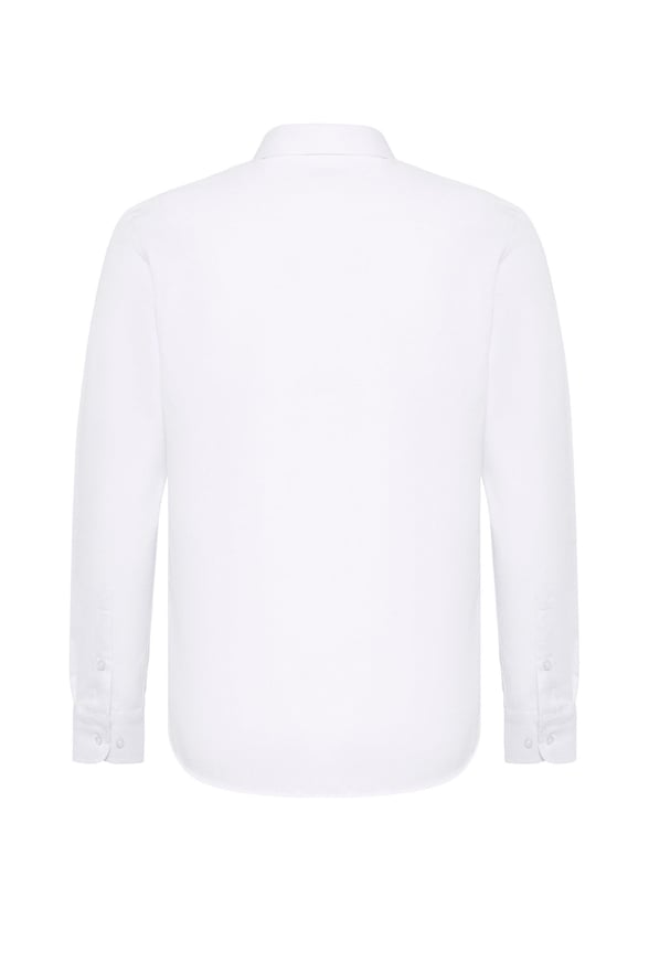 Beyaz Slim Fit Düz Klasik Yaka Gömlek