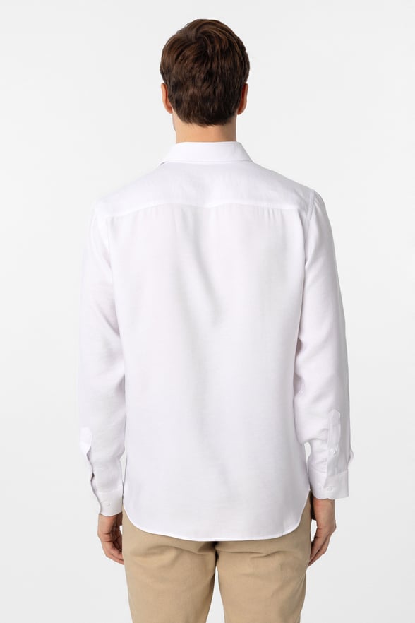 Beyaz Slim Fit Düz Klasik Yaka Gömlek