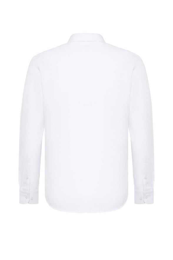 Beyaz Slim Fit Düz Klasik Yaka Gömlek