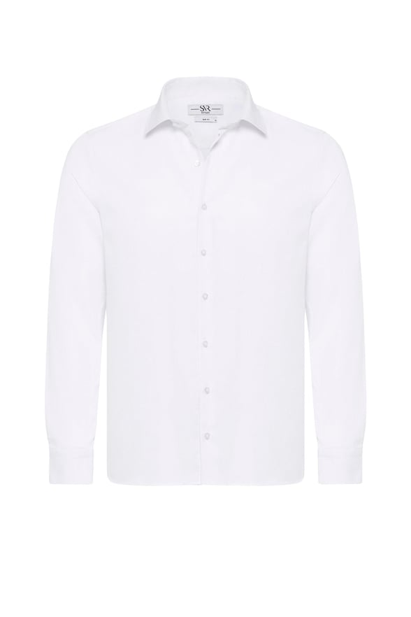Beyaz Slim Fit Düz Klasik Yaka Gömlek