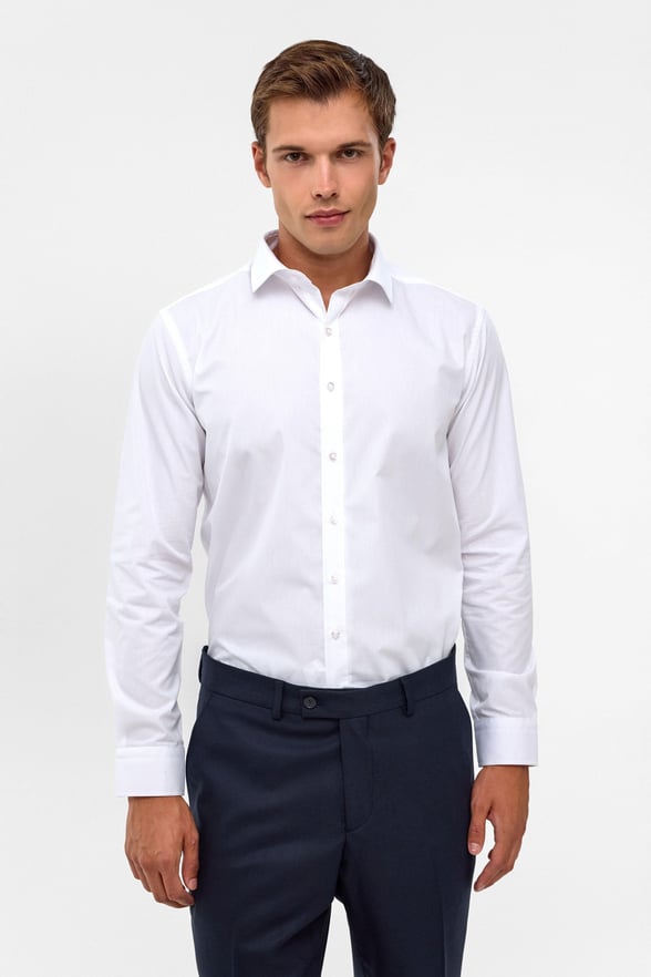 Beyaz Slim Fit Düz Klasik Yaka Gömlek