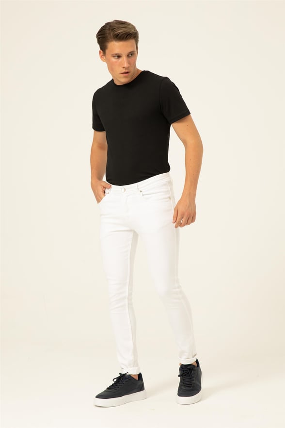 Beyaz Süper Slim Denim   Pantolon
