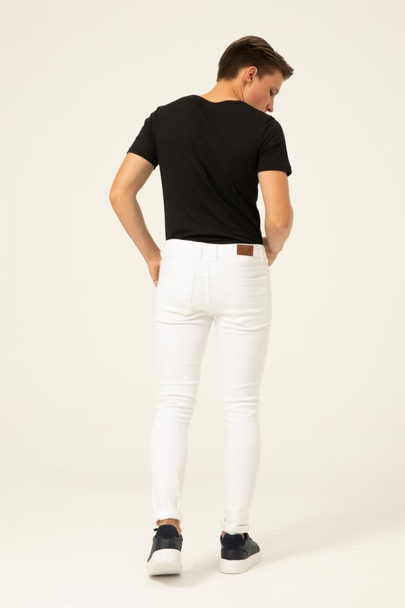 Beyaz Süper Slim Denim   Pantolon