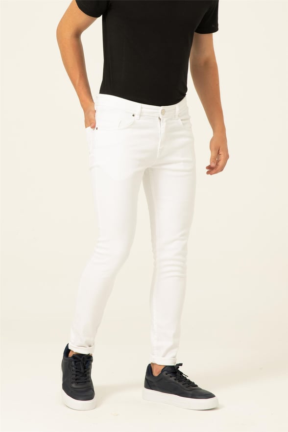 Beyaz Süper Slim Denim   Pantolon