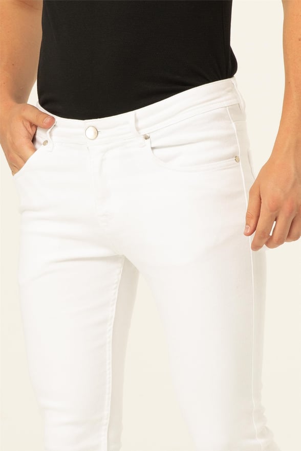 Beyaz Süper Slim Denim   Pantolon