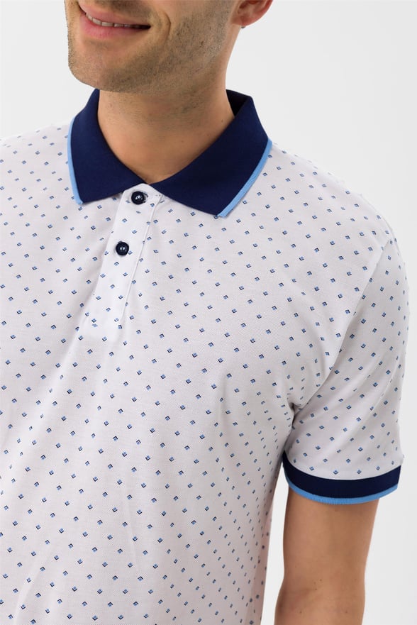 BEYAZ2 Slim Baskılı Polo Yaka  Tişört