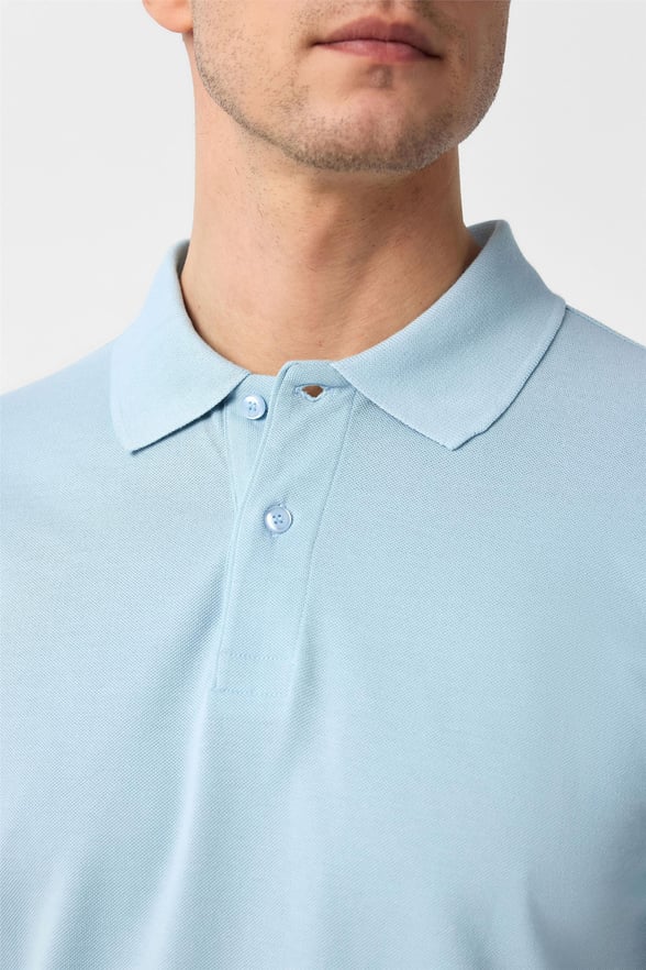 Buz Mavi Slim Armürlü Polo Yaka Tişört