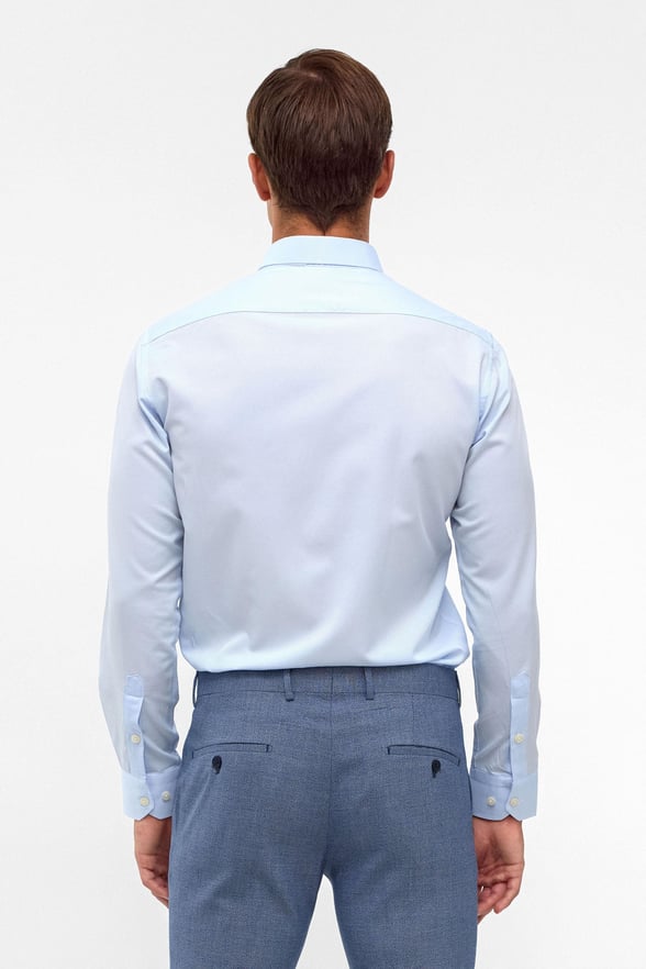 Buz Mavi Slim Fit Armürlü Klasik Yaka Gömlek