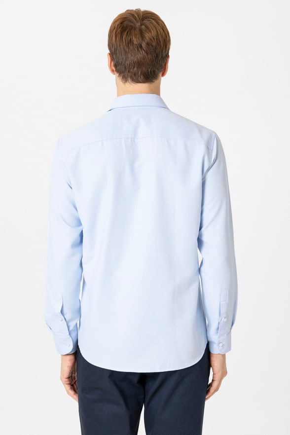 Buz Mavi Slim Fit Desenli Klasik Yaka Gömlek