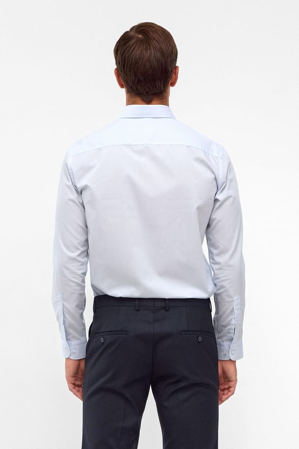 Buz Mavi Slim Fit Düz Klasik Yaka Gömlek
