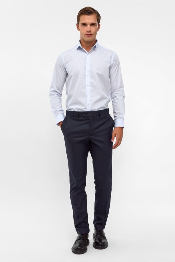 Buz Mavi Slim Fit Düz Klasik Yaka Gömlek