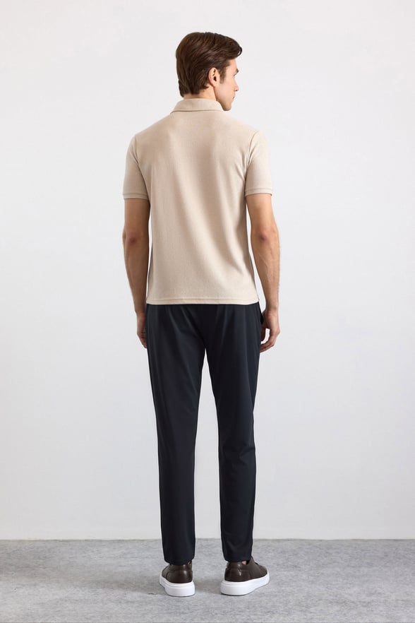 Ekru Regular Düz Polo Yaka Tişört