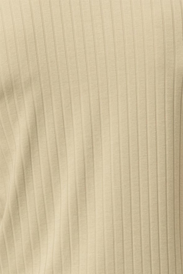 Ekru Slim Fitilli Polo Yaka  Tişört