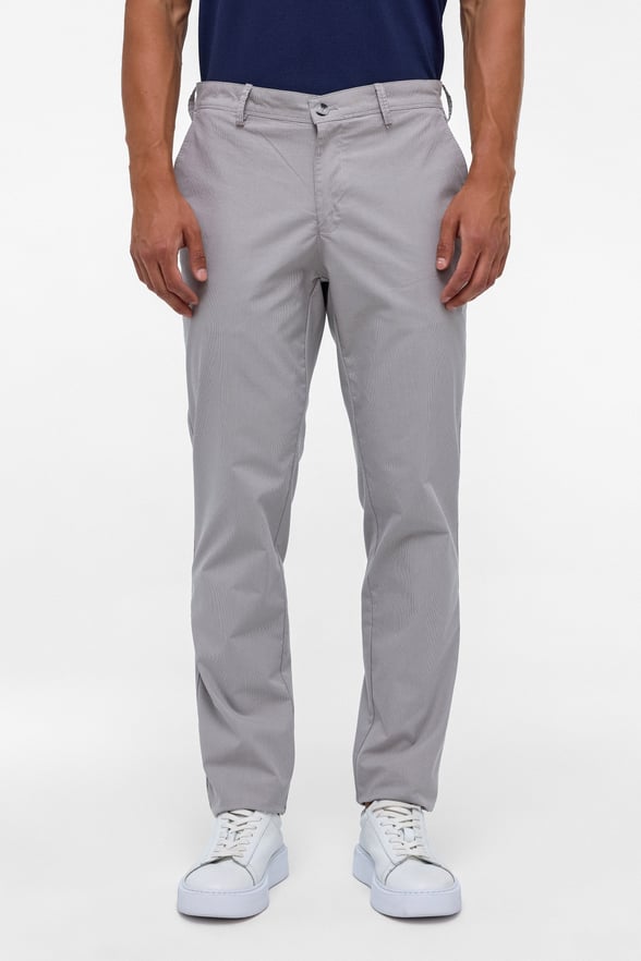 Gri Regular Armürlü Kanvas Pantolon